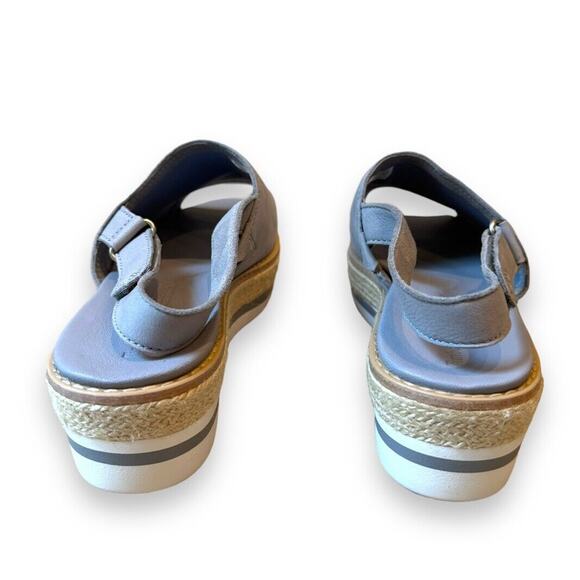 Timberland Emerson Peep Toe Wedge Espadrille Gray Sandals Slingback Leather Sz 9 - Picture 6 of 10